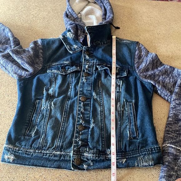 Free People distressed denim hooded jacket - Picture 15 of 16